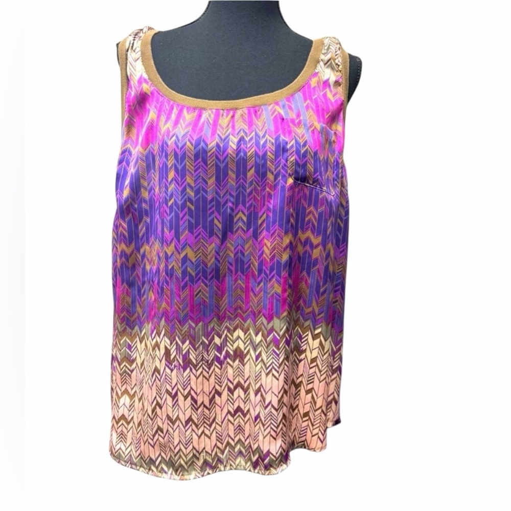 a.n.a. Purple Print Sleeveless Blouse size XL